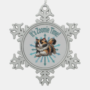 Adorno De Peltre Tipo Copo De Nieve Es el gato Zoomie Time Calico