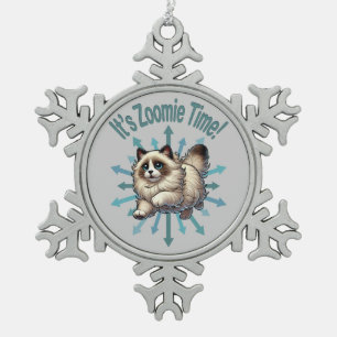 Adorno De Peltre Tipo Copo De Nieve Es el gato Zoomie Time Ragdoll