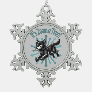 Adorno De Peltre Tipo Copo De Nieve Es hora de Zoomie Gato Negro