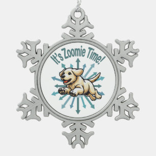 Adorno De Peltre Tipo Copo De Nieve Es hora de Zoomie Labrador Dorado
