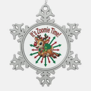 Adorno De Peltre Tipo Copo De Nieve ¡Es hora de Zoomie! Navidades renos