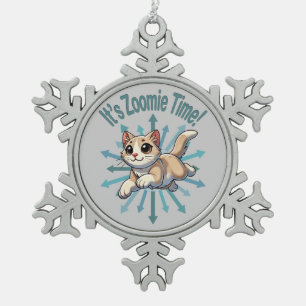 Adorno De Peltre Tipo Copo De Nieve Es Hora Zoomie Gato Bicolor Marrón