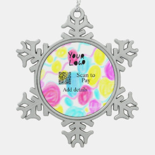 Adorno De Peltre Tipo Copo De Nieve Escanear para pagar añadir el logotipo del negocio