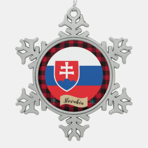 Adorno De Peltre Tipo Copo De Nieve Eslovaquia patriótica, manta de búfalo, bandera de