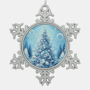 Adorno De Peltre Tipo Copo De Nieve Espectacular árbol de navidad impresionista azul