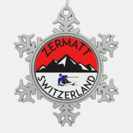 Adorno De Peltre Tipo Copo De Nieve Esquí de Zermatt Suiza del esquí