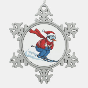 Adorno De Peltre Tipo Copo De Nieve Esquiador de muñeco de nieve Navidad 2026 Deportes