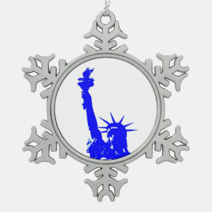 Adorno De Peltre Tipo Copo De Nieve Estatua de arte pop azul de la libertad