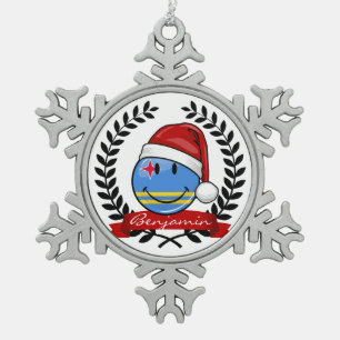 Adorno De Peltre Tipo Copo De Nieve Estilo alegre del navidad de la bandera de Aruba