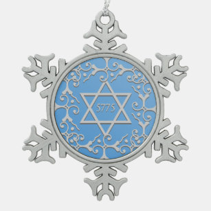 Adorno De Peltre Tipo Copo De Nieve ESTRELLA azul de la elegancia de plata de DAVID