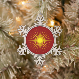 Adorno De Peltre Tipo Copo De Nieve Estrella brillante amarilla brillante marca Navida