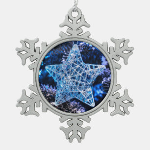 Adorno De Peltre Tipo Copo De Nieve Estrella de Navidad de Plata de Ornamento de Belén