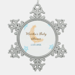 Adorno De Peltre Tipo Copo De Nieve Estrellas azul luna naranja purpurina ducha gorda