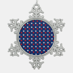 Adorno De Peltre Tipo Copo De Nieve Estrellas de patrón patriótico en azul