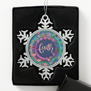 Adorno De Peltre Tipo Copo De Nieve Faith Pink Blue Floral Inespirivitalidad