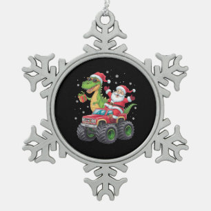 Adorno De Peltre Tipo Copo De Nieve Familia de Navidad Coincidente Santa Camión Dinosa
