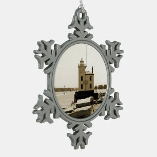 Adorno De Peltre Tipo Copo De Nieve Faro del lago Erie
