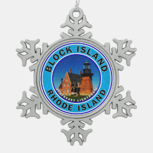Adorno De Peltre Tipo Copo De Nieve Faro Sudeste de Isla Bloque Rhode