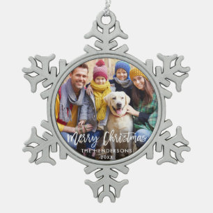 Adorno De Peltre Tipo Copo De Nieve Felices Navidad de la foto de familia de la