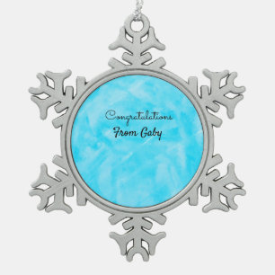 Adorno De Peltre Tipo Copo De Nieve felicitaciones simple acuarela azul pintada a mano