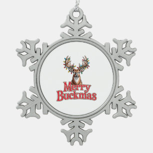 Adorno De Peltre Tipo Copo De Nieve Feliz Buckmas Ciervo Cabeza Cazador Fiesta Navidad