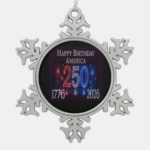Adorno De Peltre Tipo Copo De Nieve Feliz cumpleaños América 250 1776–2026 Copo de nie