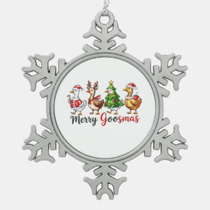 Adorno De Peltre Tipo Copo De Nieve Feliz Goosemas Ganso de Navidad con Sombrero de Sa