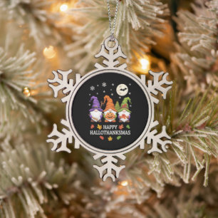 Adorno De Peltre Tipo Copo De Nieve Feliz Hallothanksmas Gnomes Feliz Navidad en Hallo