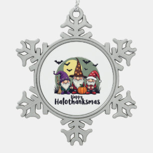 Adorno De Peltre Tipo Copo De Nieve Feliz Hallothanksmas Navidad Gnomes de Halloween