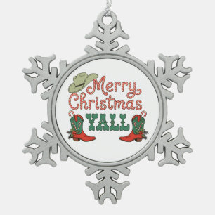 Adorno De Peltre Tipo Copo De Nieve Feliz Navidad a todos vaqueros del oeste Navidad