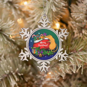 Adorno De Peltre Tipo Copo De Nieve Feliz Navidad con el príncipe rata