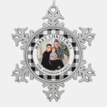 Feliz Navidad de Black and White Plaid a la moda