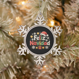 Adorno De Peltre Tipo Copo De Nieve Feliz Navidad Español Mexicano Feliz Navidad Navid