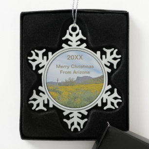 Adorno De Peltre Tipo Copo De Nieve Feliz Navidad Flores del Desierto de Arizona Fiest
