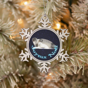 Adorno De Peltre Tipo Copo De Nieve Feliz Navidad - Foca anillada