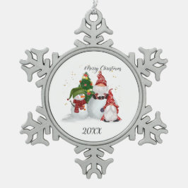 Adorno De Peltre Tipo Copo De Nieve Feliz Navidad Gnomos Muñeco de nieve