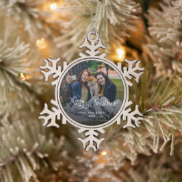 Adorno De Peltre Tipo Copo De Nieve Feliz Navidad Letra Caprichosa Foto de Familia Per