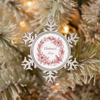 Adorno De Peltre Tipo Copo De Nieve Feliz Navidad Vintage Personalizado