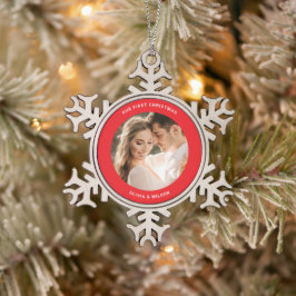 Adorno De Peltre Tipo Copo De Nieve Feliz Navidad y Foto de Casados