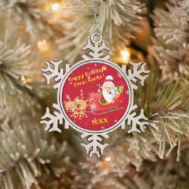 Adorno De Peltre Tipo Copo De Nieve Feliz Navidad y primera