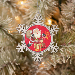 Adorno De Peltre Tipo Copo De Nieve Feliz Navidad y primera