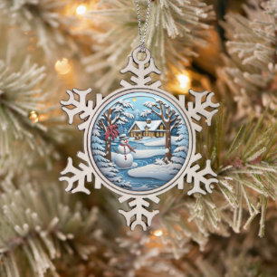 Adorno De Peltre Tipo Copo De Nieve Festividad de snowman