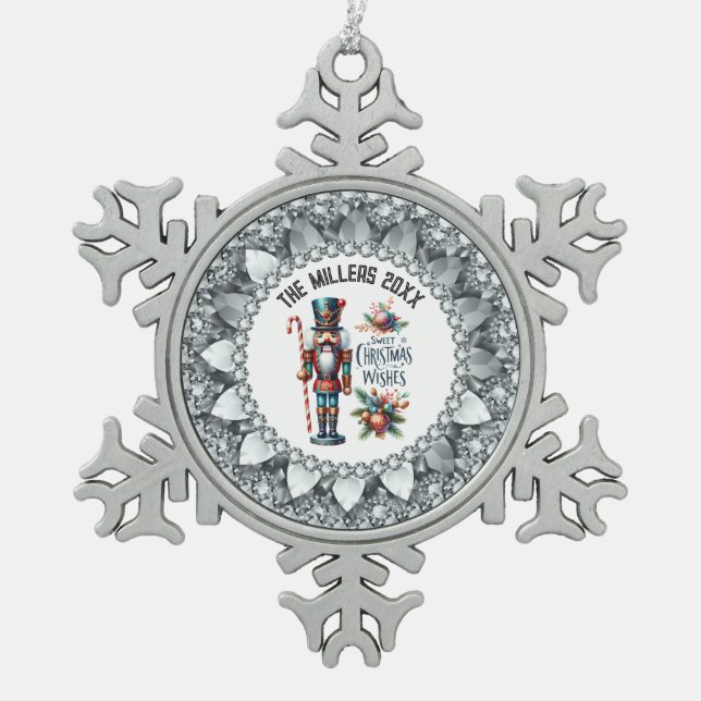 Adorno De Peltre Tipo Copo De Nieve Festividades Navidades Nutcrackers marco de diaman (Anverso)
