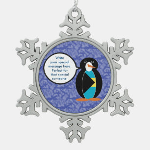 Adorno De Peltre Tipo Copo De Nieve Fiesta de la bandera bahameña Sra. Penguin habland