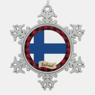 Adorno De Peltre Tipo Copo De Nieve Finlandia patriótica, manta de búfalo, bandera fin
