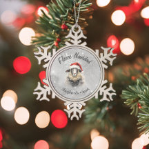 Fleece Navidad Gray Sheep Snowflake Ornamet