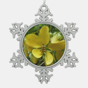 Adorno De Peltre Tipo Copo De Nieve Flor dorada de árbol tropical amarillo