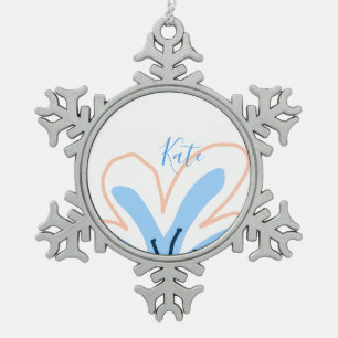 Adorno De Peltre Tipo Copo De Nieve flor pastel naranja azul añadir nombre regalo boho