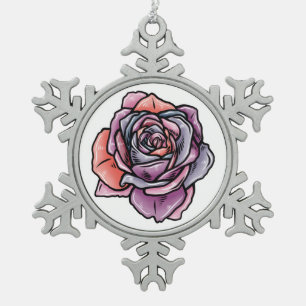 Adorno De Peltre Tipo Copo De Nieve Flor Rosa de color