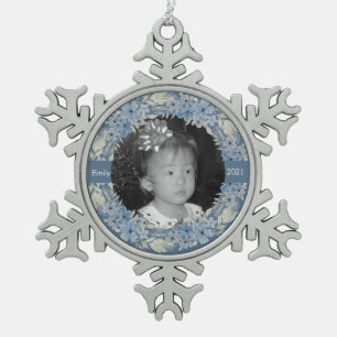 Adorno De Peltre Tipo Copo De Nieve Floral azul turbio personalizada